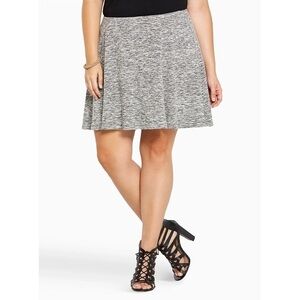 C014 Torrid Marled Knit Mini Skater Skirt Heathered Grey